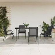 Detailed information about the product 5 Piece Garden Dining Set Black Steel and Textilene