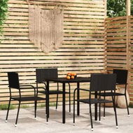 Detailed information about the product 5 Piece Garden Dining Set Black