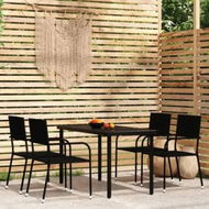 Detailed information about the product 5 Piece Garden Dining Set Black