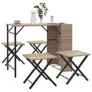 Detailed information about the product 5 Piece Garden Dining Set Foldable Beige Poly Rattan