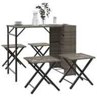 Detailed information about the product 5 Piece Garden Dining Set Foldable Grey Poly Rattan