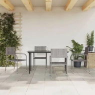 Detailed information about the product 5 Piece Garden Dining Set Grey and Black Poly Rattan and Steel