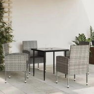 Detailed information about the product 5 Piece Garden Dining Set Grey and Black Poly Rattan and Steel