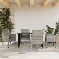 Detailed information about the product 5 Piece Garden Dining Set Grey and Black Poly Rattan and Steel