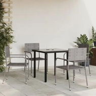 Detailed information about the product 5 Piece Garden Dining Set Grey and Black Poly Rattan and Steel