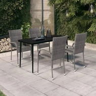 Detailed information about the product 5 Piece Garden Dining Set Grey and Black