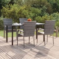 Detailed information about the product 5 Piece Garden Dining Set Grey Poly Rattan