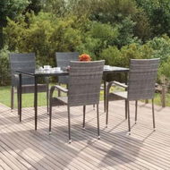 Detailed information about the product 5 Piece Garden Dining Set Grey Poly Rattan