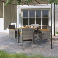 Detailed information about the product 5 Piece Garden Dining Set Poly Rattan & Solid Acacia Wood Grey