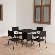 Detailed information about the product 5 Piece Garden Dining Set Poly Rattan Black