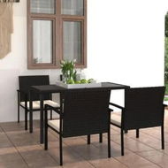 Detailed information about the product 5 Piece Garden Dining Set Poly Rattan Black