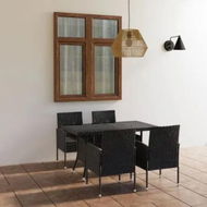 Detailed information about the product 5 Piece Garden Dining Set Poly Rattan Black