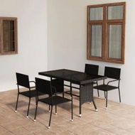 Detailed information about the product 5 Piece Garden Dining Set Poly Rattan Black