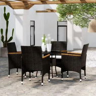 Detailed information about the product 5 Piece Garden Dining Set Poly Rattan Black