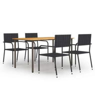 Detailed information about the product 5 Piece Garden Dining Set Poly Rattan Black