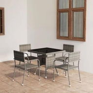 Detailed information about the product 5 Piece Garden Dining Set Poly Rattan Grey