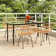 Detailed information about the product 5 Piece Garden Dining Set Poly Rattan