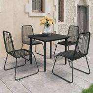 Detailed information about the product 5 Piece Garden Dining Set PVC Rattan Black