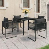 Detailed information about the product 5 Piece Garden Dining Set PVC Rattan Black