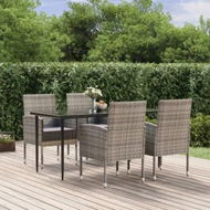 Detailed information about the product 5 Piece Garden Dining Set with Cushions Anthracite Poly Rattan