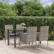 Detailed information about the product 5 Piece Garden Dining Set with Cushions Anthracite Poly Rattan