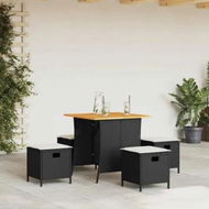 Detailed information about the product 5 Piece Garden Dining Set with Cushions Black Poly Rattan