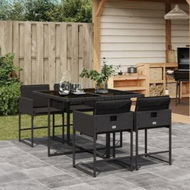 Detailed information about the product 5 Piece Garden Dining Set with Cushions Black Poly Rattan