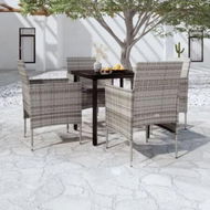 Detailed information about the product 5 Piece Garden Dining Set with Cushions Grey and Black