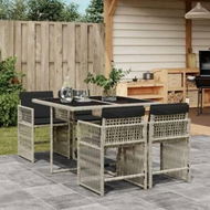 Detailed information about the product 5 Piece Garden Dining Set with Cushions Light Grey Poly Rattan