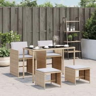 Detailed information about the product 5 Piece Garden Dining Set with Cushions Mix Beige Poly Rattan