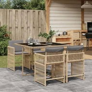 Detailed information about the product 5 Piece Garden Dining Set with Cushions Mix Beige Poly Rattan