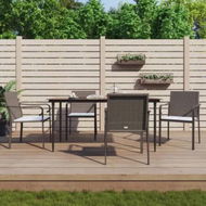 Detailed information about the product 5 Piece Garden Dining Set with Cushions Poly Rattan and Steel