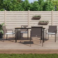 Detailed information about the product 5 Piece Garden Dining Set with Cushions Poly Rattan and Steel