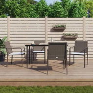 Detailed information about the product 5 Piece Garden Dining Set with Cushions Poly Rattan and Steel