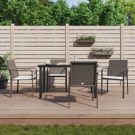 Detailed information about the product 5 Piece Garden Dining Set with Cushions Poly Rattan and Steel