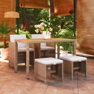 Detailed information about the product 5 Piece Garden Dining Set with Cushions Poly Rattan Beige