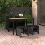 Detailed information about the product 5 Piece Garden Dining Set with Cushions Poly Rattan Black