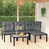 Detailed information about the product 5 Piece Garden Lounge Set Black and Grey Poly Rattan