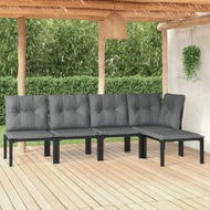 Detailed information about the product 5 Piece Garden Lounge Set Black and Grey Poly Rattan