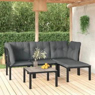 Detailed information about the product 5 Piece Garden Lounge Set Black and Grey Poly Rattan