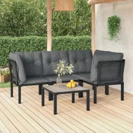 Detailed information about the product 5 Piece Garden Lounge Set Black and Grey Poly Rattan