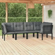 Detailed information about the product 5 Piece Garden Lounge Set Black and Grey Poly Rattan