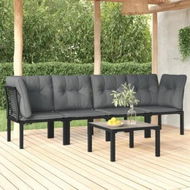 Detailed information about the product 5 Piece Garden Lounge Set Black and Grey Poly Rattan