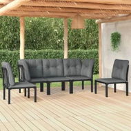 Detailed information about the product 5 Piece Garden Lounge Set Black and Grey Poly Rattan