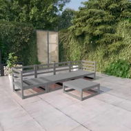 Detailed information about the product 5 Piece Garden Lounge Set Grey Solid Pinewood