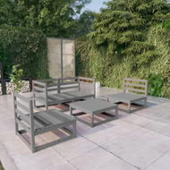 Detailed information about the product 5 Piece Garden Lounge Set Grey Solid Pinewood