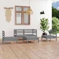 Detailed information about the product 5 Piece Garden Lounge Set Grey Solid Pinewood