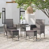 Detailed information about the product 5 Piece Garden Lounge Set Poly Rattan Grey