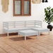 5 Piece Garden Lounge Set Solid Pinewood White. Available at Crazy Sales for $289.95