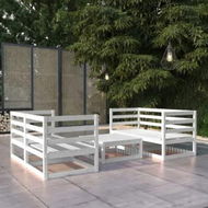 Detailed information about the product 5 Piece Garden Lounge Set White Solid Pinewood